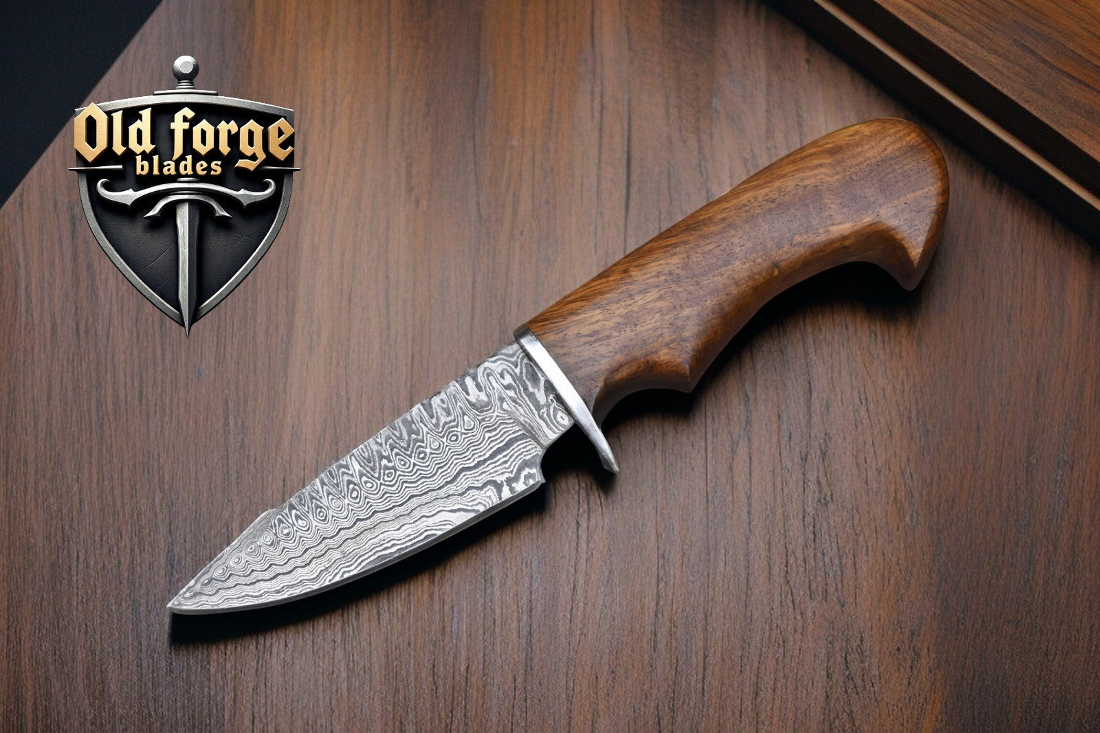 Damascus Steel Hunting Knife - Handmade with Premium Rosewood Handle