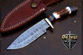 Damascus Steel Fixed Blade Hunting Bowie Knife – Stag Handle