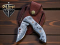 Damascus Steel Pocket Knife with Liner Lock, 3.5" Blade