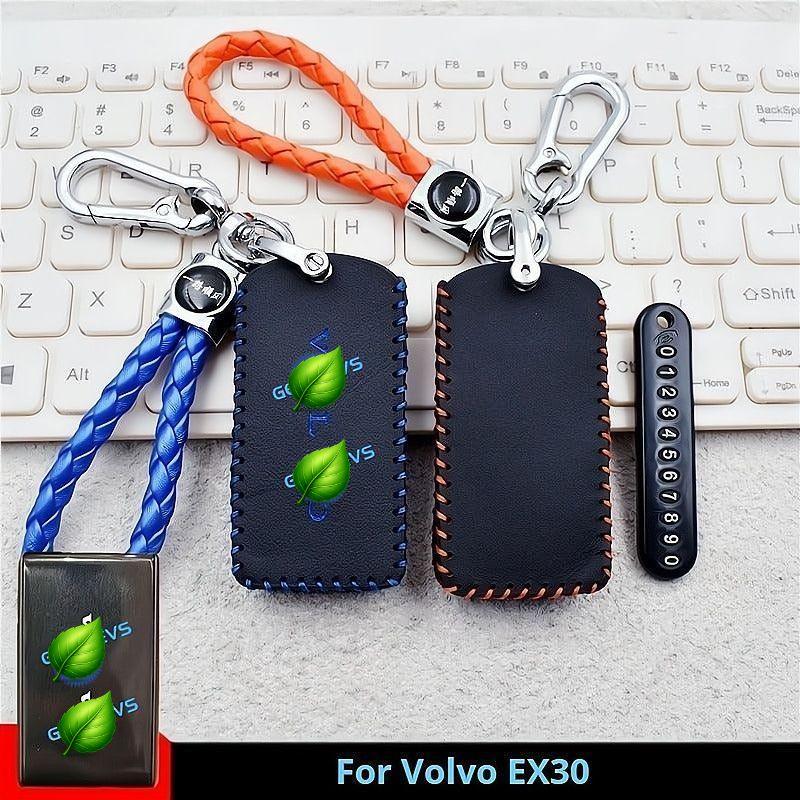 Leather Car Bluetooth Key Case Car Keychain for Volvo EX30