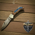 Handmade Damascus Steel Pocket Knife – Pakka Wood Handle EDC