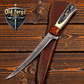 Handmade Fillet Knife with Sheath | Damascus Steel Blade