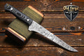 Premium Damascus Fillet Knife With Leather Sheath