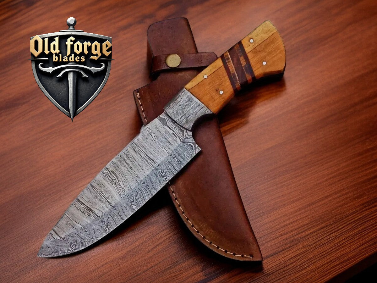 Premium Damascus Hunting Knives with Olive Wood Handle