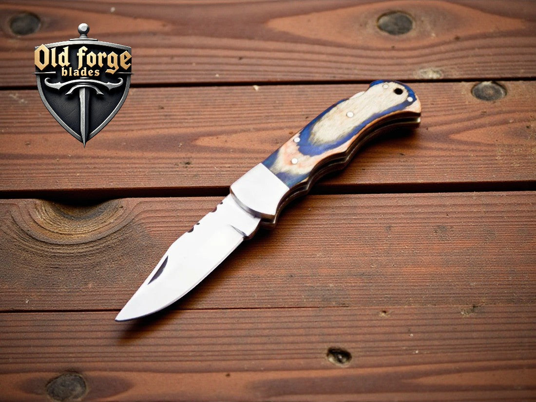Handmade Damascus Small Pocket Knife – Exotic Wood EDC