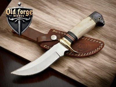 Handmade Damascus Sheath Knife – Camel Bone & Rosewood Handle