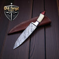 Handmade 8 Inch Damascus Chef Knife – Wood & Bone Handle Kitchen Blade
