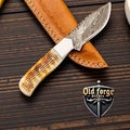 Handmade Damascus Steel Knife – Hunting Knife with Camel Bone Handle