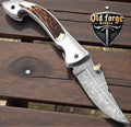 Handmade Damascus Steel EDC Pocket Knife – Horn Handle