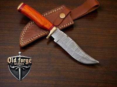 Handmade Damascus Blade Knives – 11" Hunting Knife with Wood Handle