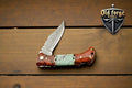 Premium Damascus Steel Pocket Knife – Epoxy Resin Handle Back Lock