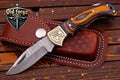 Handmade Damascus Steel Pocket Knife – Exotic Wood Handle Back Lock