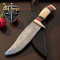 Custom Handmade Bowie Knife | Premium Damascus Knives with Bone & Wood Handle