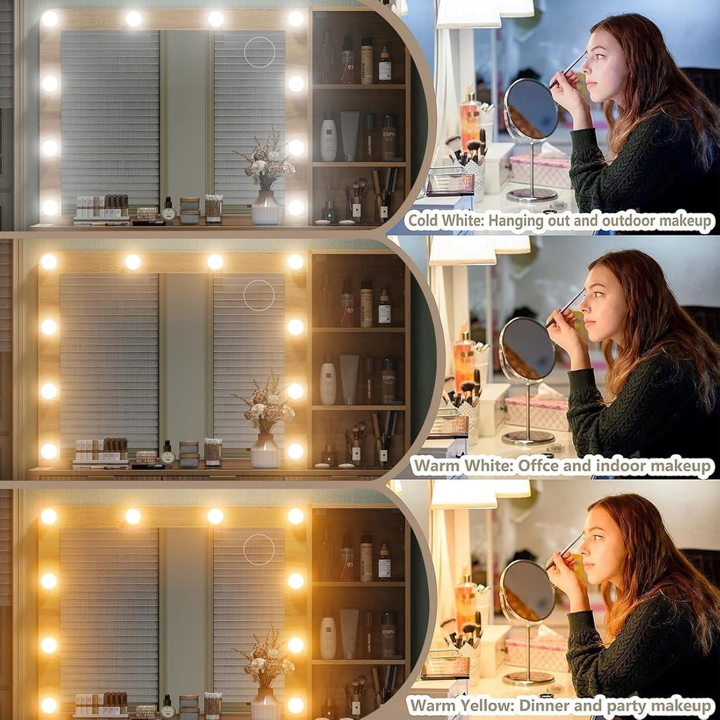 7-Drawer LED Mirror Vanity Desk - Vektaya