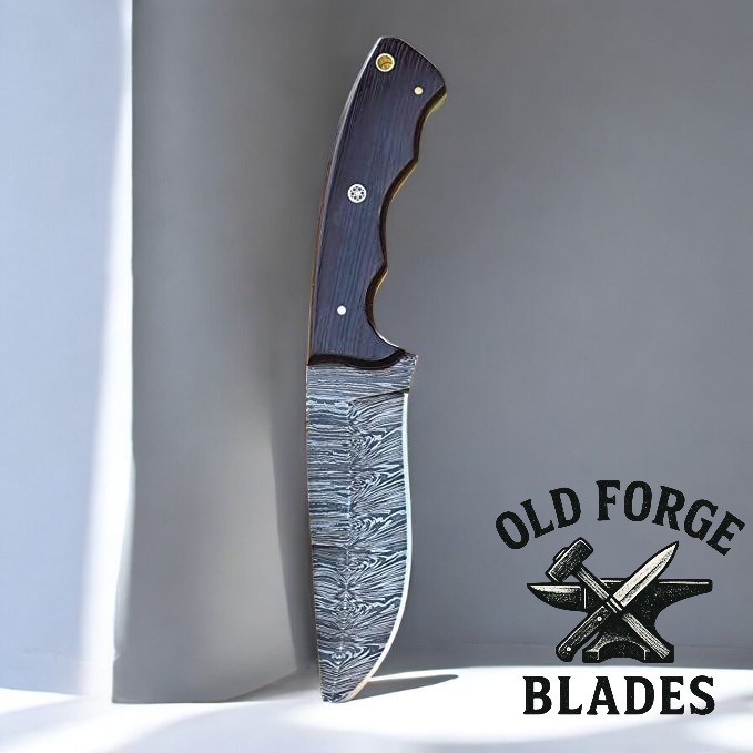 Premium Damascus Steel Knife – 10" Dark Wood Handle