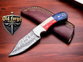 Best Damascus Steel Hunting Knives – Handmade Wood Handle Knife with Leather Sheath