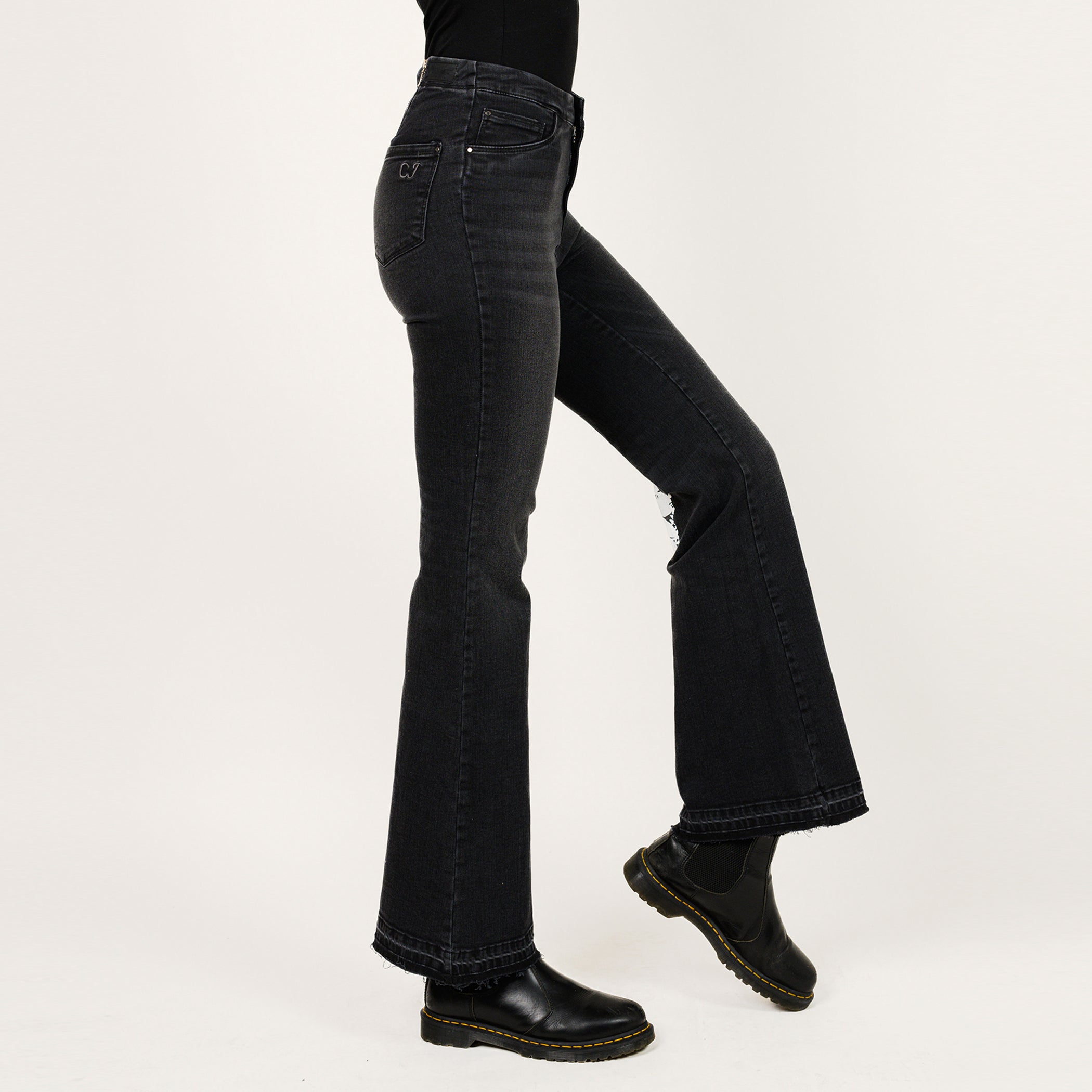 Placement Screen Print Leg Boot Cut