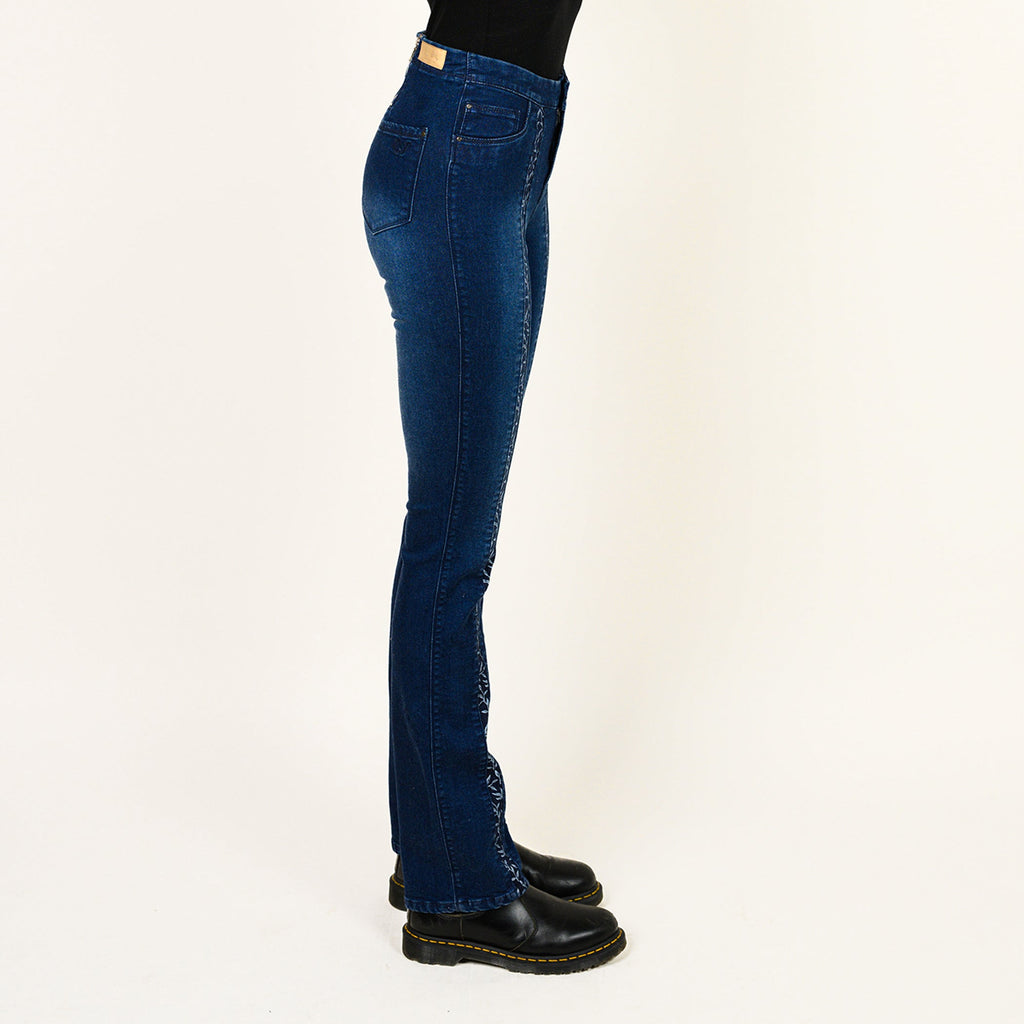 Laced Up Leg Print Insert Skinny