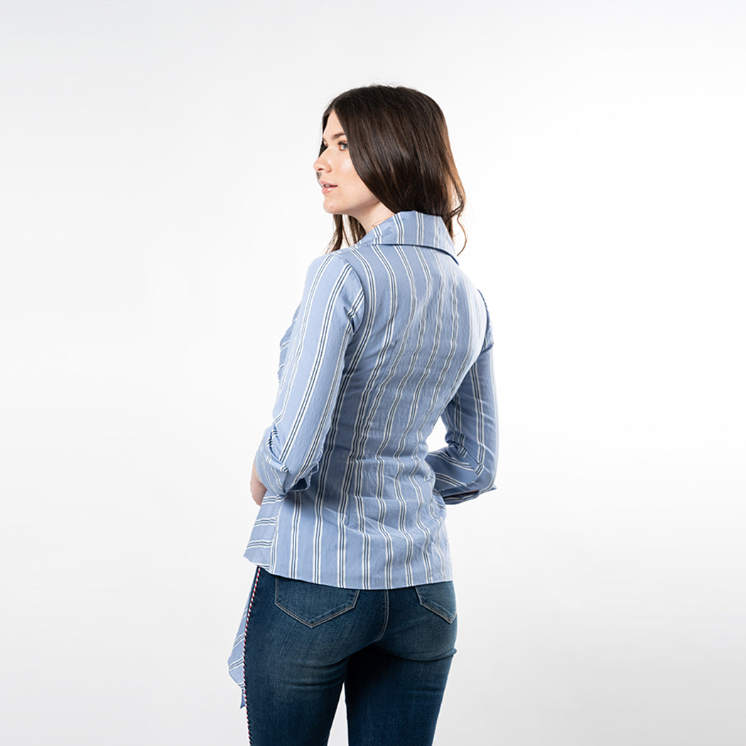 Asymmetric Hem Wrap Shirt