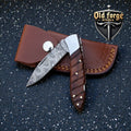 Damascus Pocket Knife – Custom 3” Folding Blade with Sandalwood Handle & Liner Lock