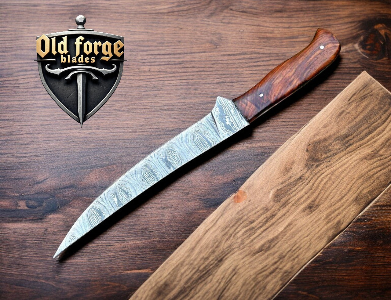 13” Damascus Fillet Knife – Rosewood Handle
