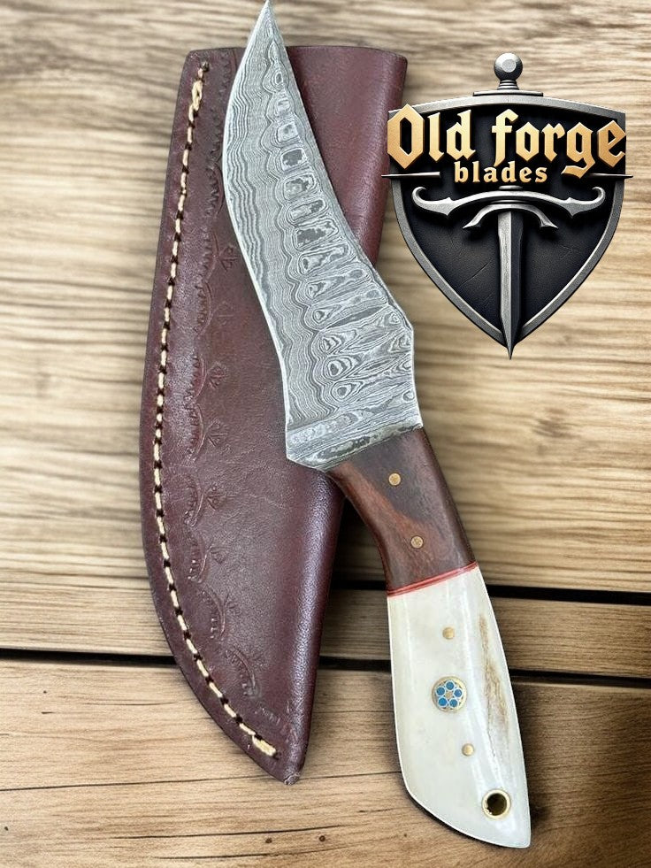 Custom Handmade Deer Knives – Damascus Hunting Skinning Knife