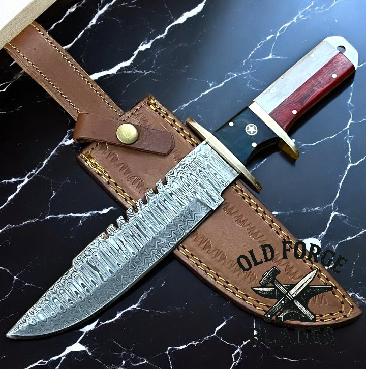 Damascus Steel Knives for Sale – Texas Flag Hunting Bowie