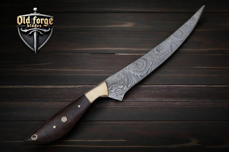 13” Damascus Steel Fillet Knife – Rosewood Handle