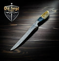 Custom Handmade Damascus Fillet Knife – 7.5” Blade, Antler & Buffalo Horn Handle with Leather Case