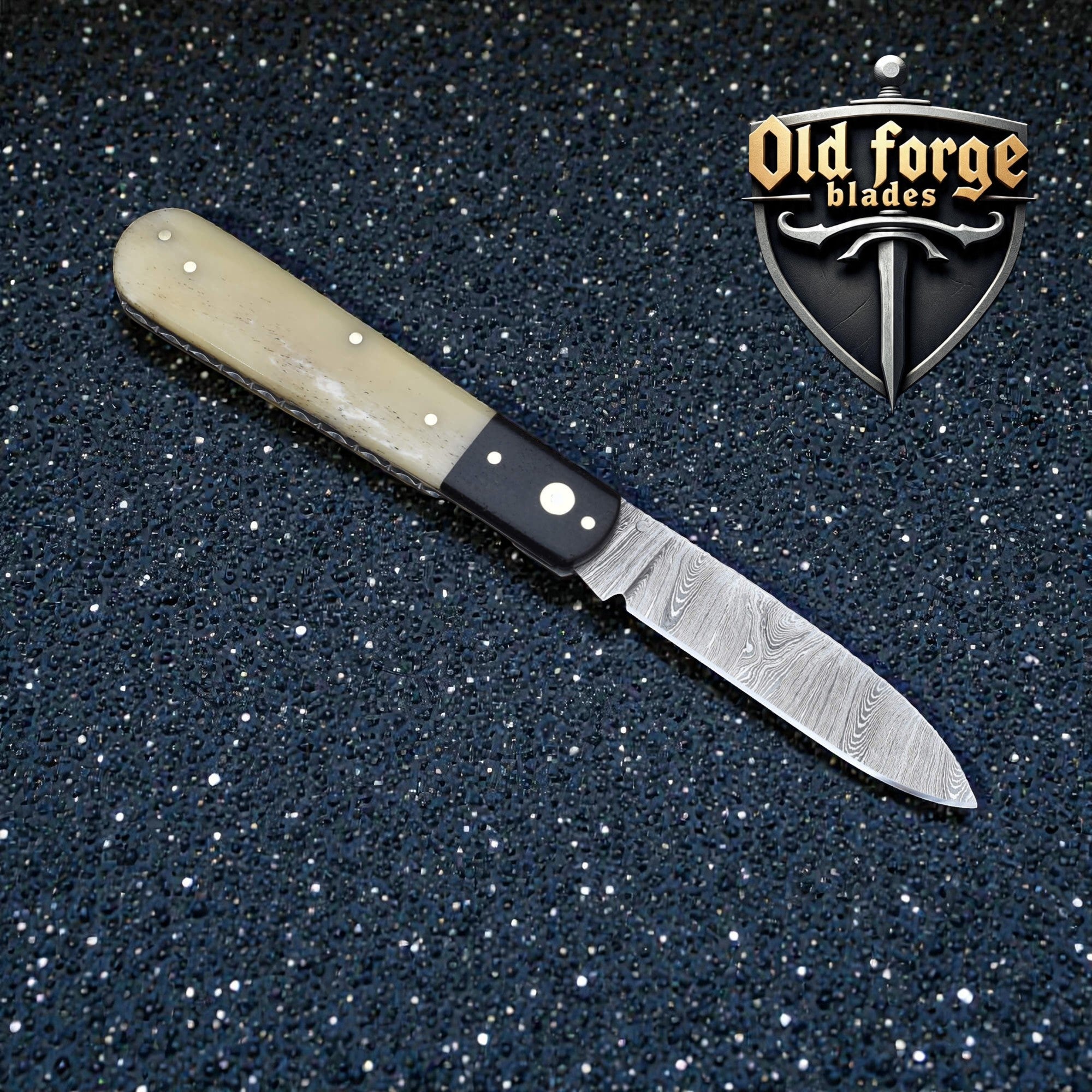 Handmade Damascus Steel Pocket Knife – Micarta & Bone Handle