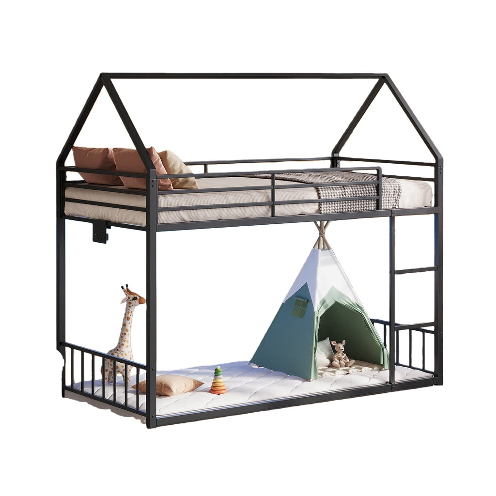 Twin Metal Bunk Bed with RGB LED, USB Charging - Vektaya
