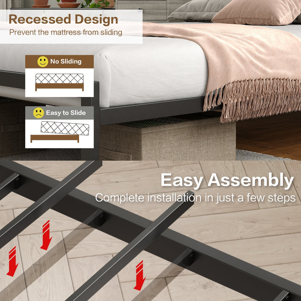 Yanosaku BF006-GR-F Full Size Metal Bed Frame with LED Lights