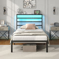 Yanosaku BF006-GR-T Twin Classic Metal Bed Frame with LED Lights & Charging