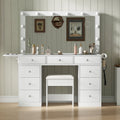 9-Drawer LED Mirror Vanity Desk - Vektaya