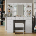 11-Drawer LED Mirror Vanity Desk - Vektaya