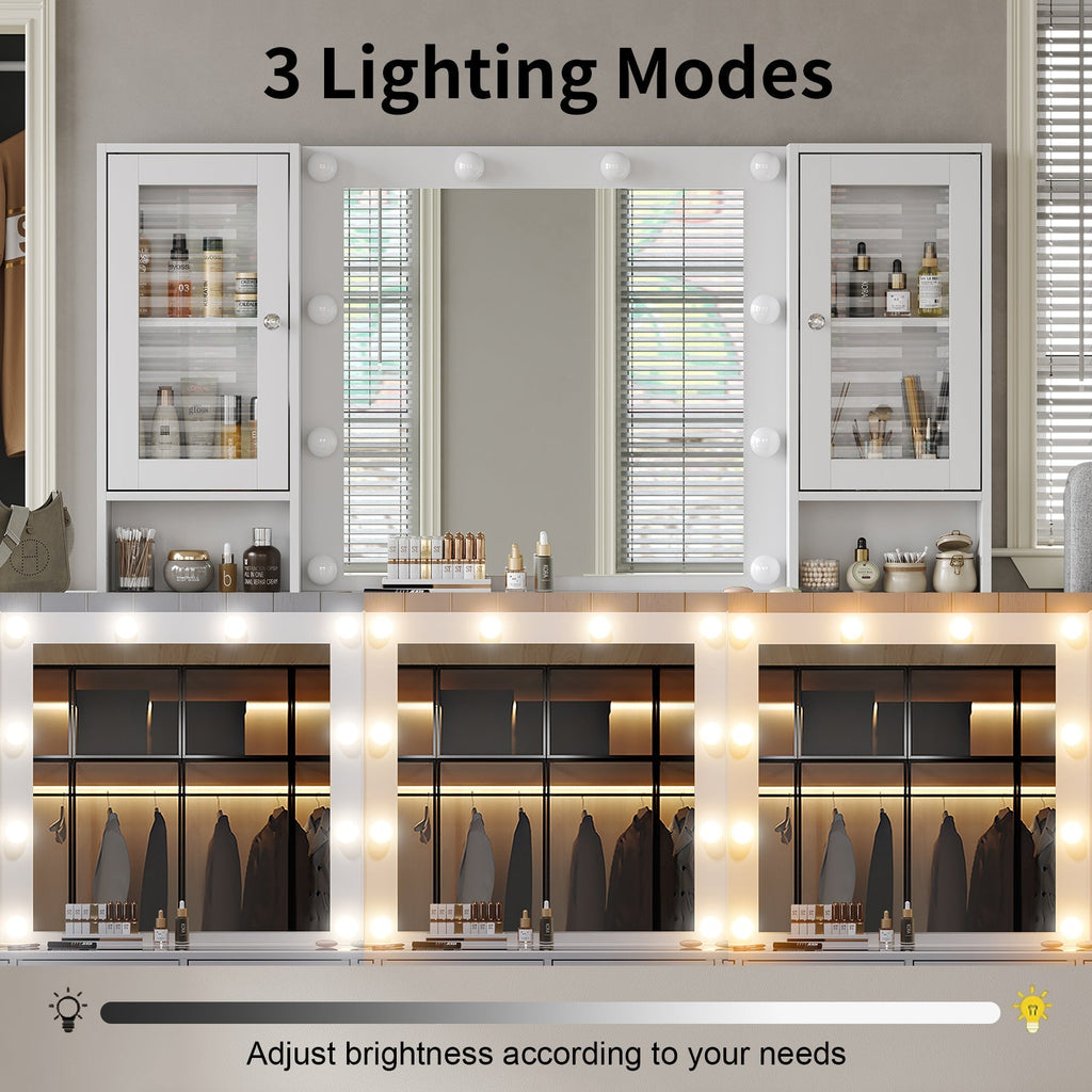 12-Drawer LED Mirror Vanity Desk - Vektaya